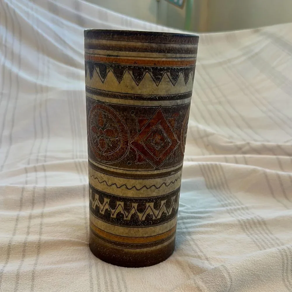 Beautiful Vintage Ceramic Vase from Italy PV. Signed!